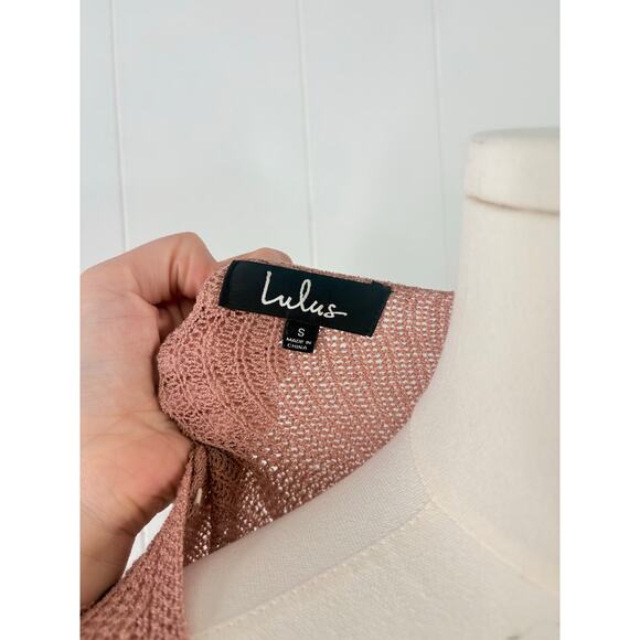 Lulu's Eloise Dusty Pink V Neck Loose Knit Sweater Small - Picture 11 of 11